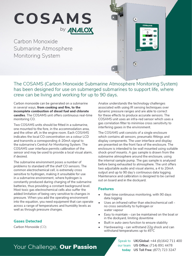 COSAMS: Submarine CO Monitoring System | PDF | Submarines | Sensor