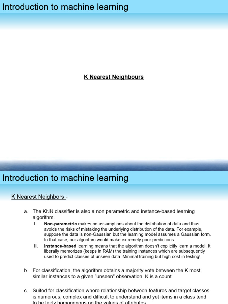 K Nearest Neighbours | PDF | Machine Learning | Statistical Classification