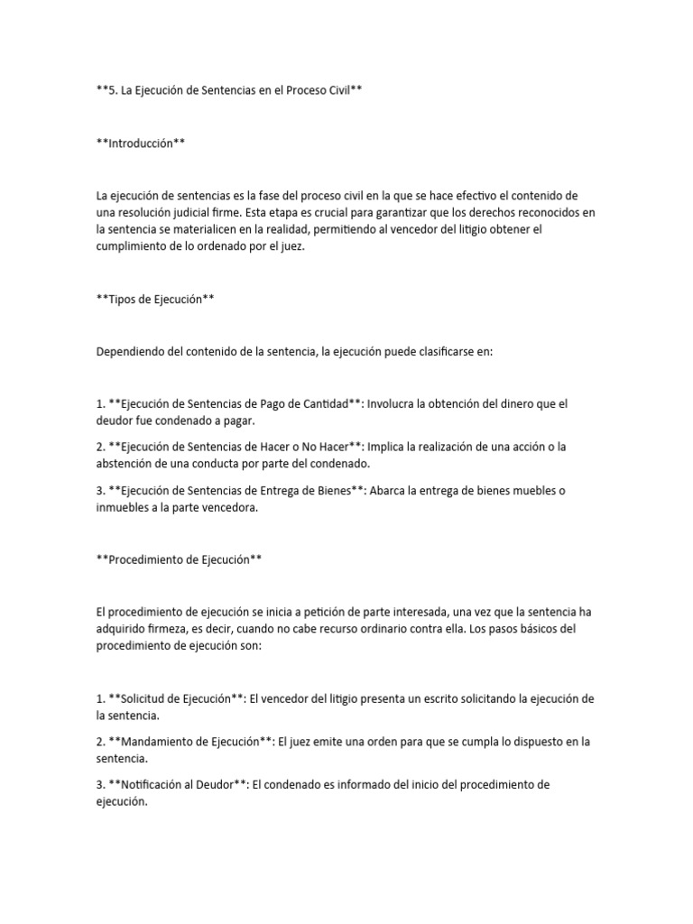 Ejecución de Sentencias en Proceso Civil | PDF | Sentencia (ley) | Mandato