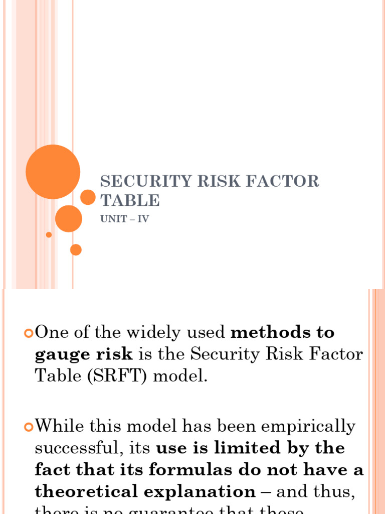 Security Risk Factor Table Overview | PDF | Risk