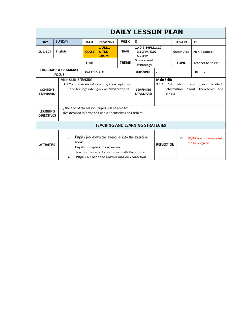 Lesson Plan 2024 Week 8 | PDF | Lesson Plan | Teachers