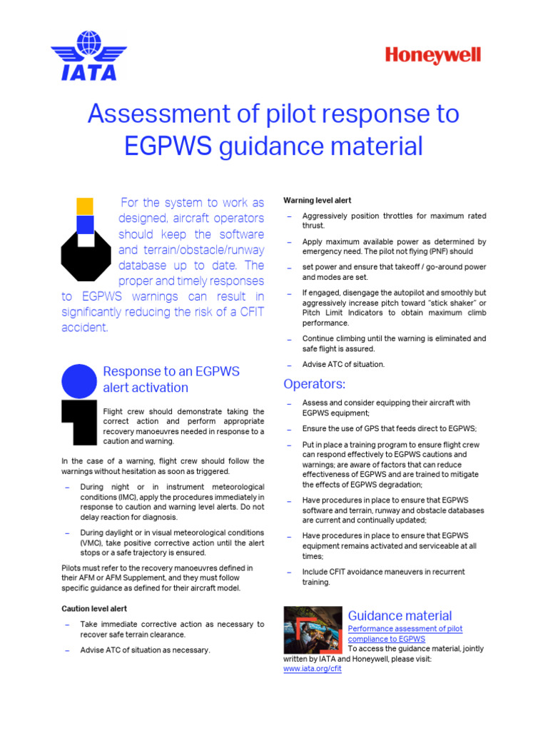 Pilot Response to EGPWS Alerts Guide | PDF | Aviation | Aviation Safety