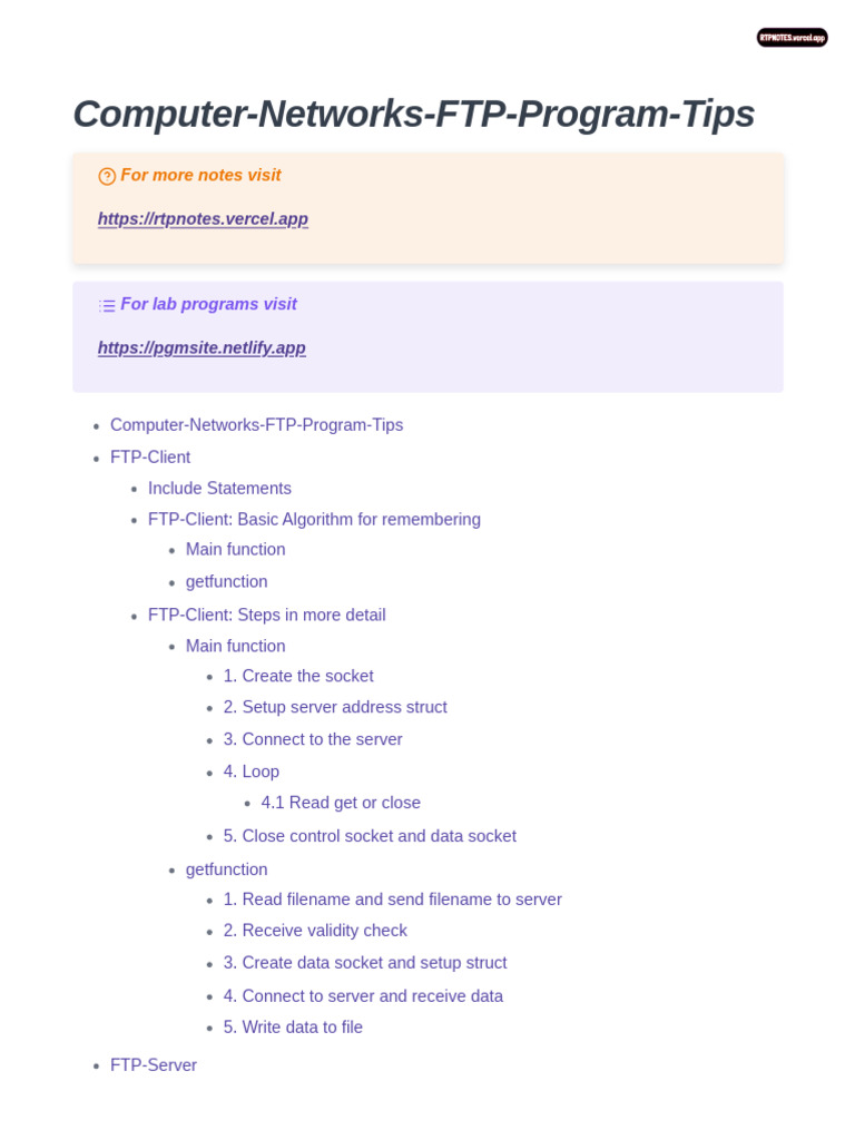 FTP Program Tips for Computer Networks | PDF | File Transfer Protocol ...