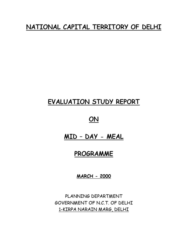 Evaluation Study of Mid-Day Meal Scheme | PDF