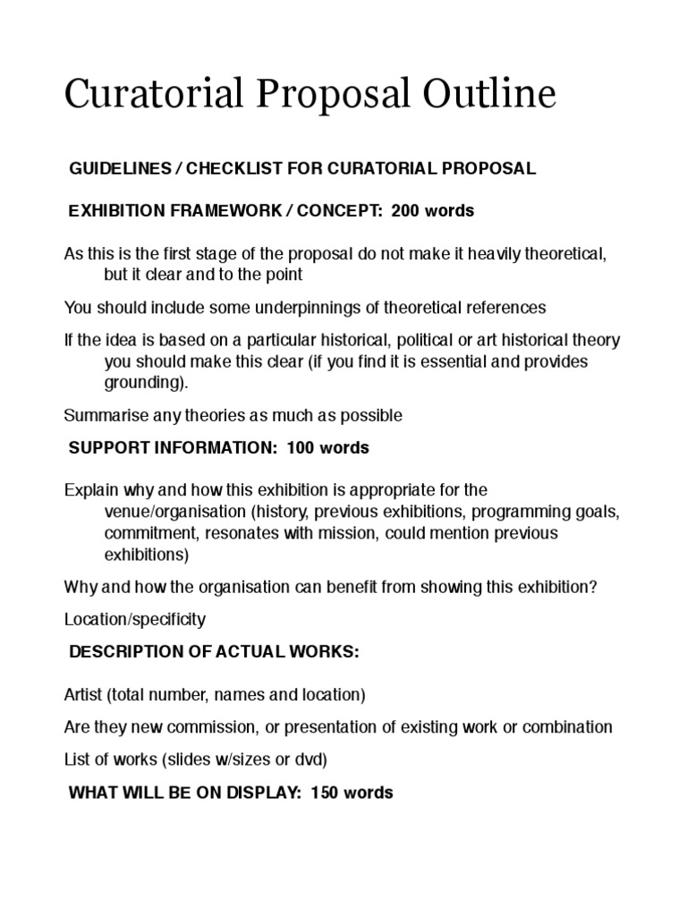 Curatorial Proposal Guidelines Outline | PDF | Curator | Target Audience
