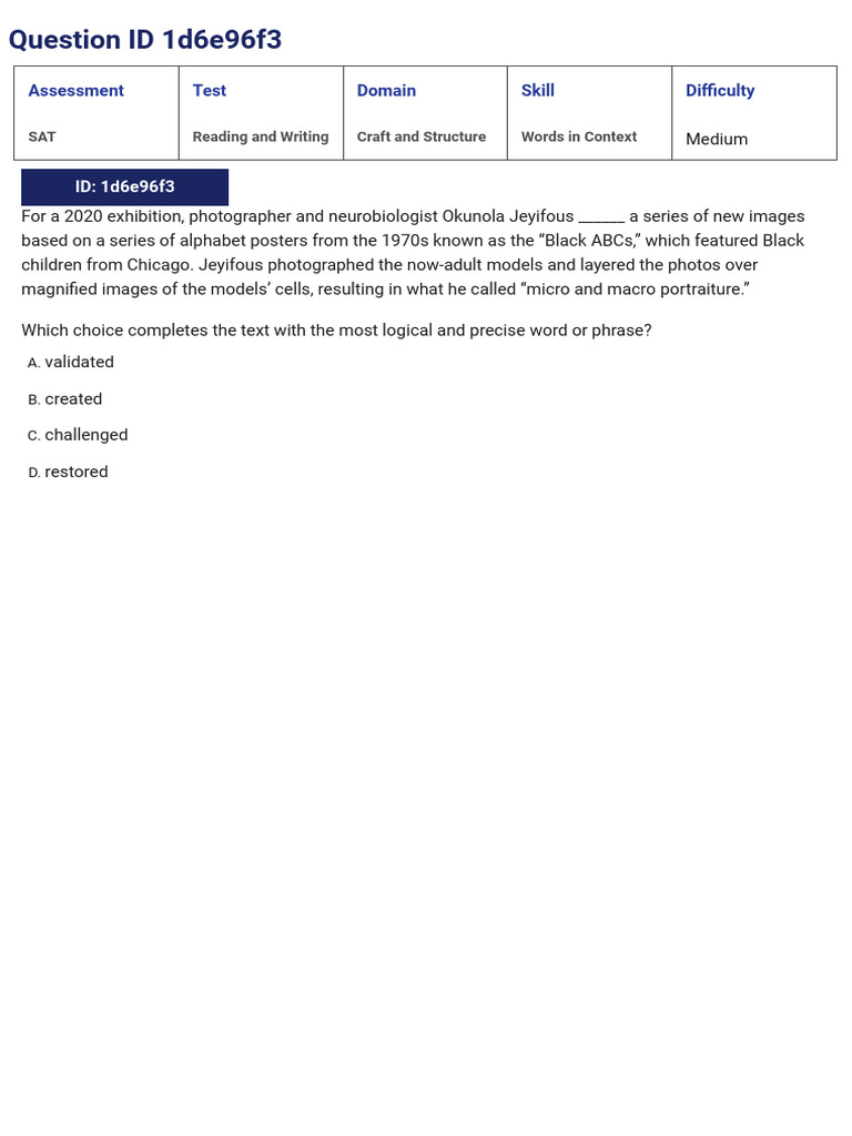 DSAT Words in Context Q | PDF | Sat | Paintings