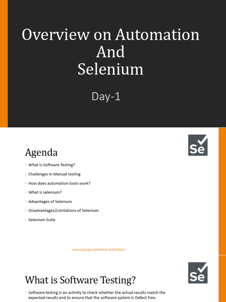 Day1 Overview+on+Automation+&+Selenium | PDF | Selenium (Software ...