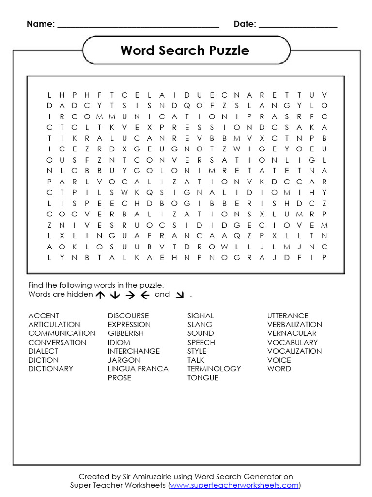 Super Teacher Worksheets Word Search Puzzle PDF Jargon Speech