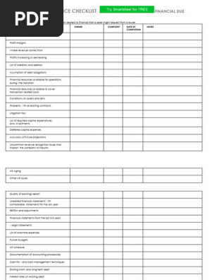 Due Diligence Checklist 1680075116