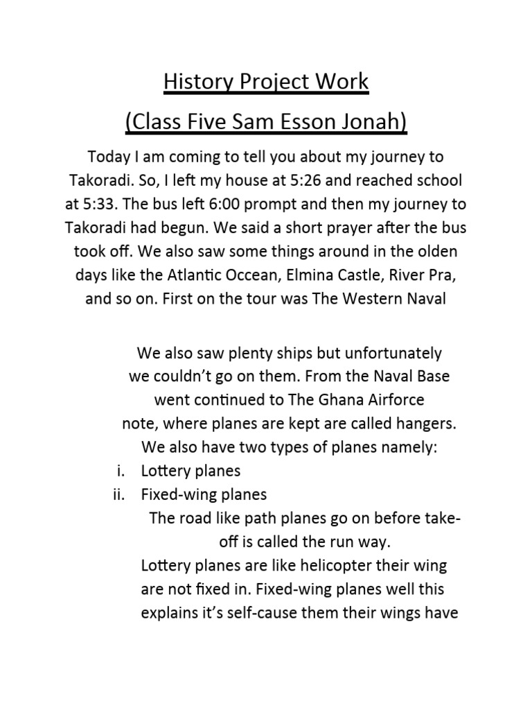 Basic Five Sam.E.Jonah History Project Work | PDF
