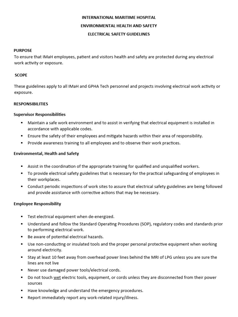 Electrical Safety Guidelines for IMaH | PDF | Fuse (Electrical ...