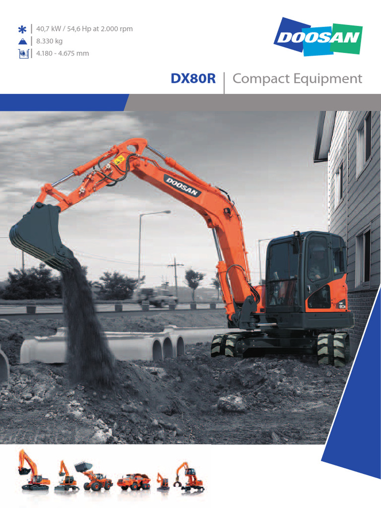 Doosan DX80R Hydraulic Excavator Specs | PDF | Horsepower | Vehicles