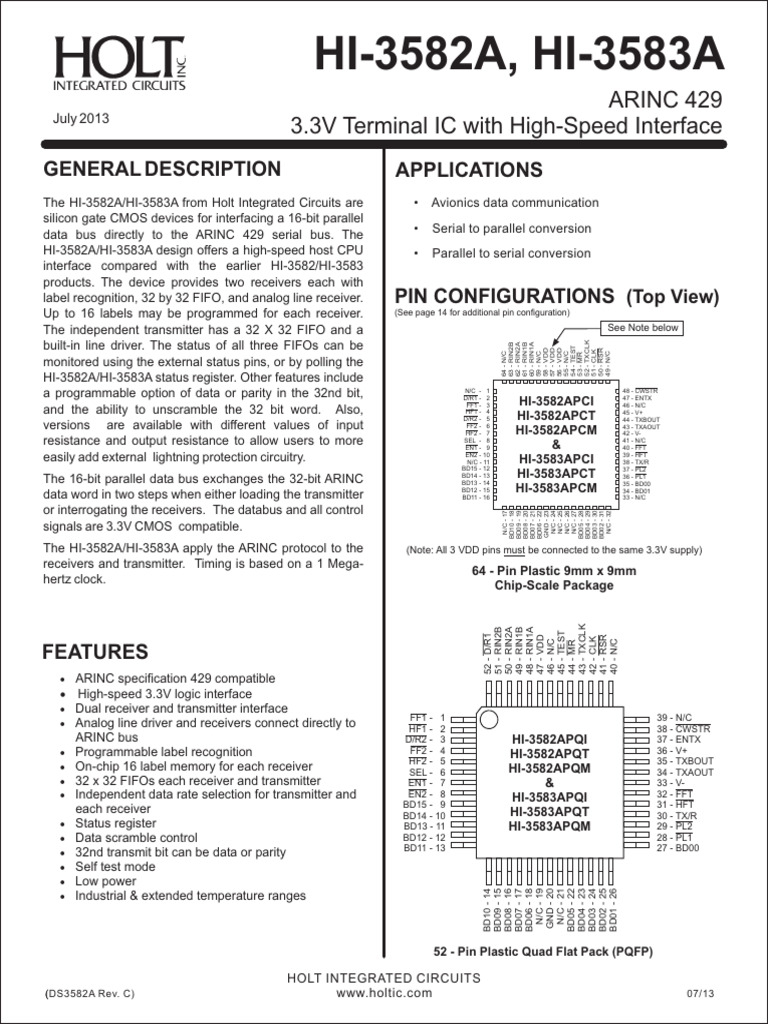 HI-3582A-HOLTIC | PDF | Bit Rate | Bit