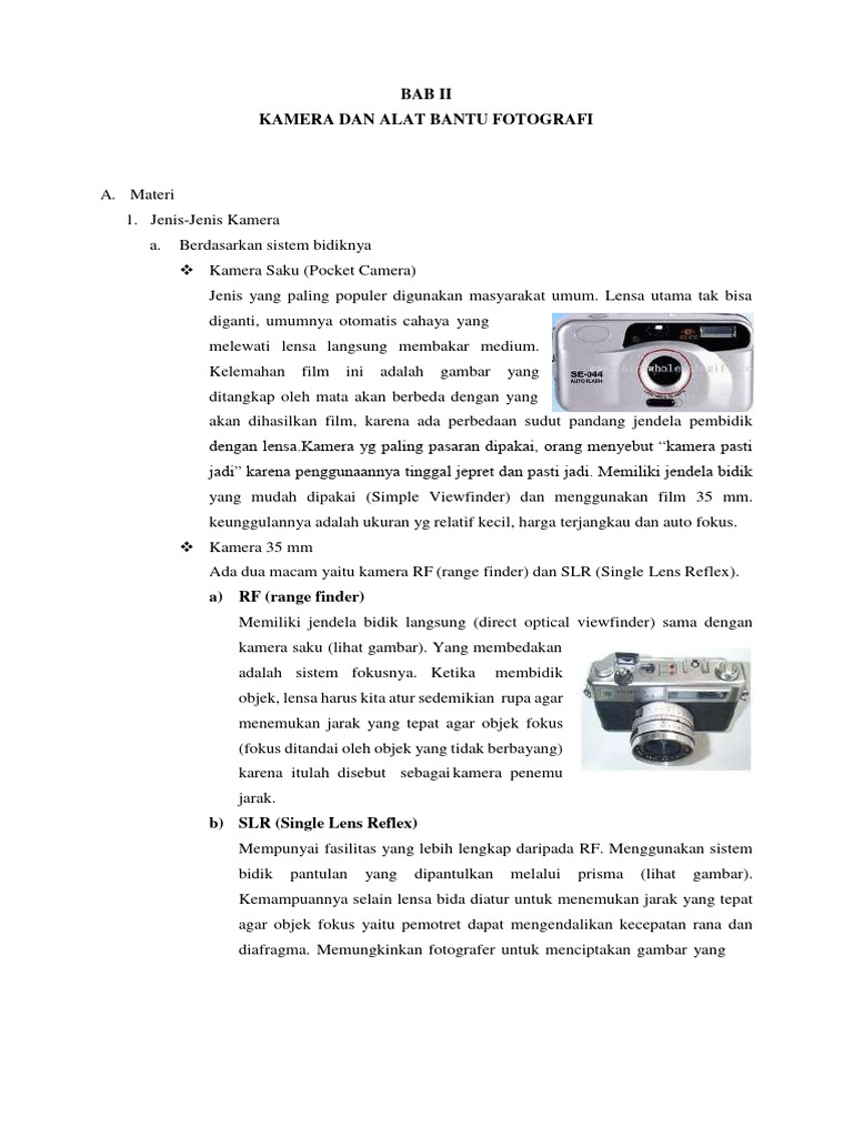 Jenis-Jenis Kamera dan Fungsinya | PDF