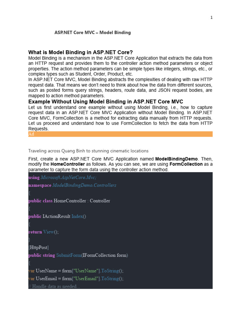 Core MVC - Model Binding Part 2 | PDF | Model–View–Controller ...