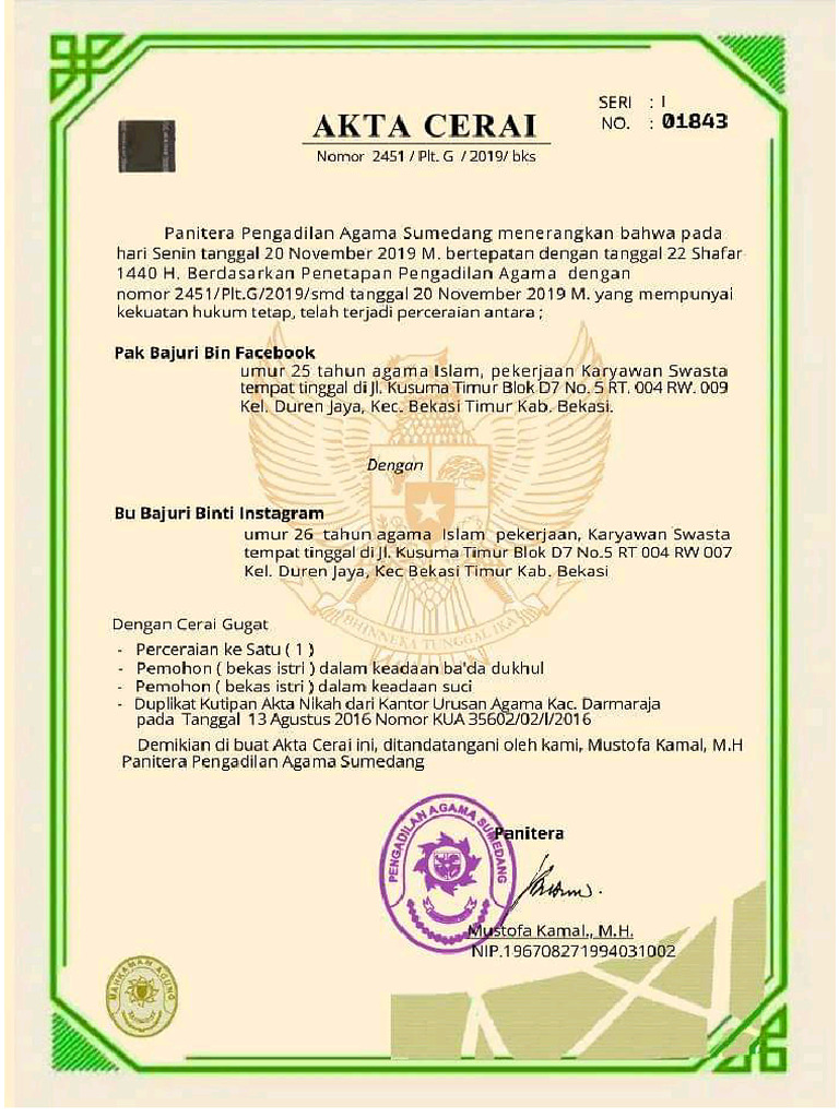 Contoh Akte Cerai | PDF