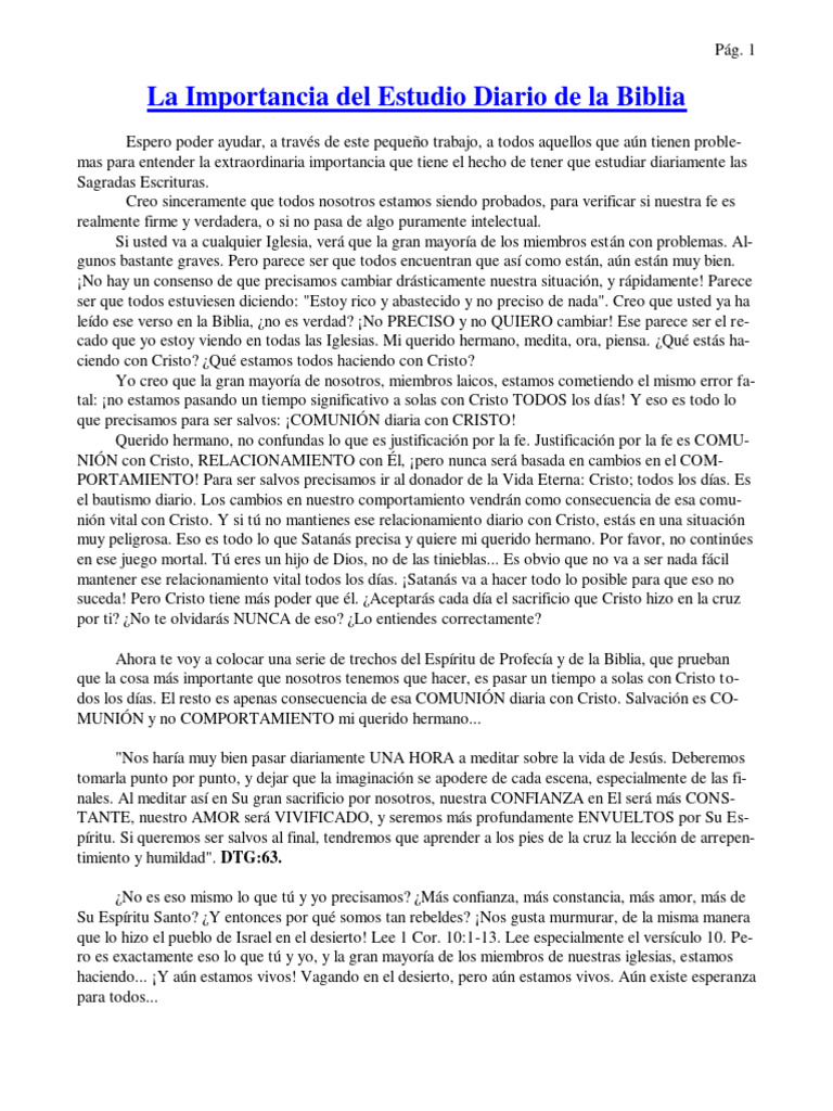 La Importancia Del Estudio Diario de La Biblia | PDF | Cristo (título ...