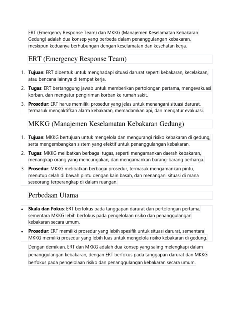 ERT dan MKKG dalam Penanggulangan Kebakaran | PDF | Komputer