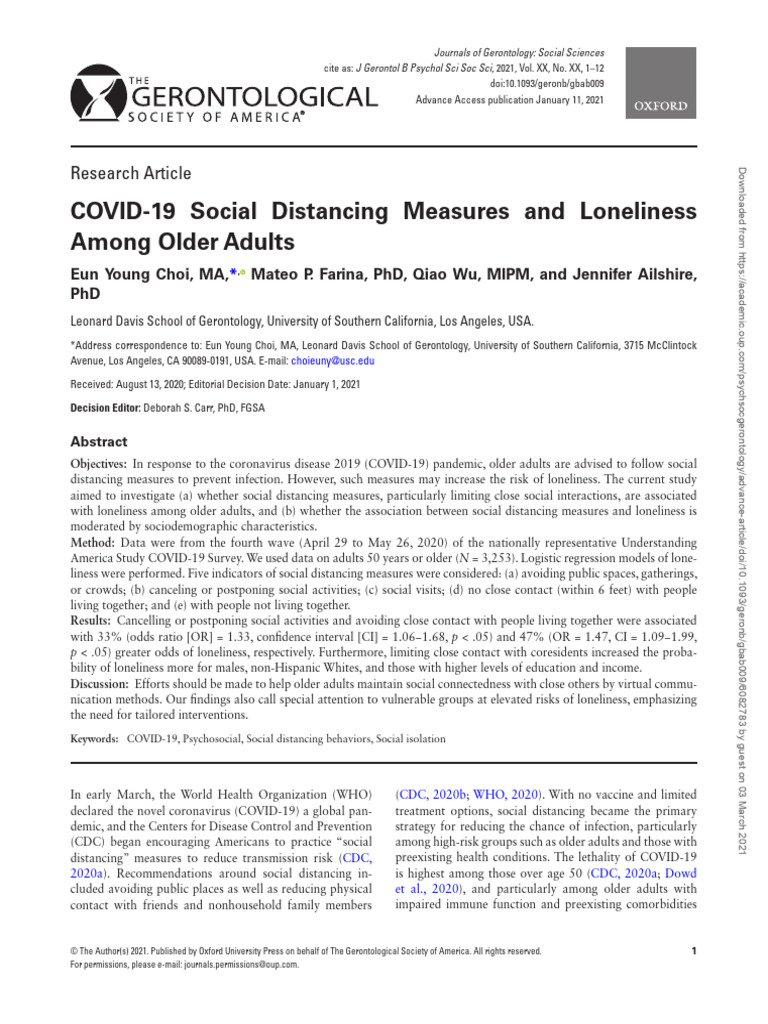Covid 19 Social Distancing and Loneliness Done Sitasi | PDF ...