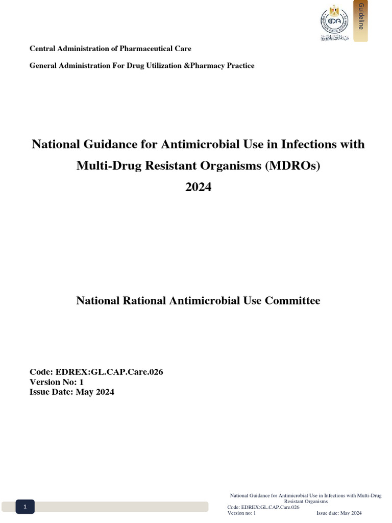 Antimicrobial Guidelines for MDROs 2024 | PDF | Beta Lactamase ...