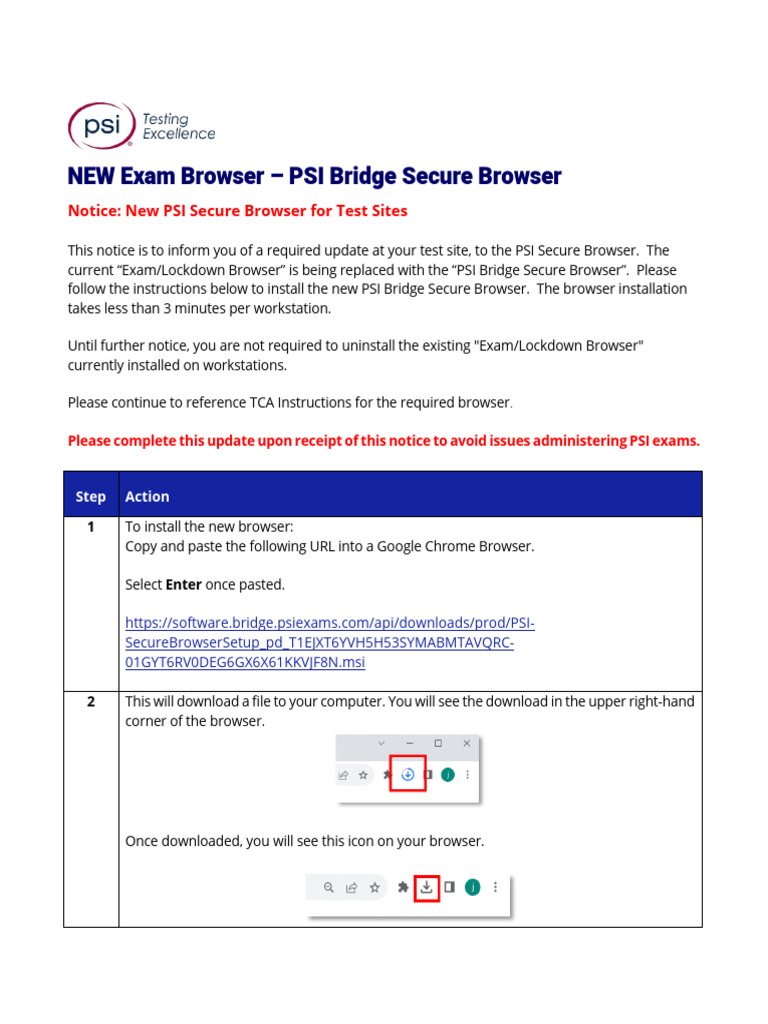 Update to PSI Bridge Secure Browser | PDF | Password | Installation ...