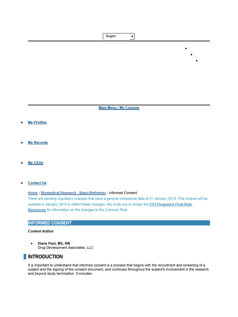 Informed Consent Requirements Overview | PDF | Institutional Review ...
