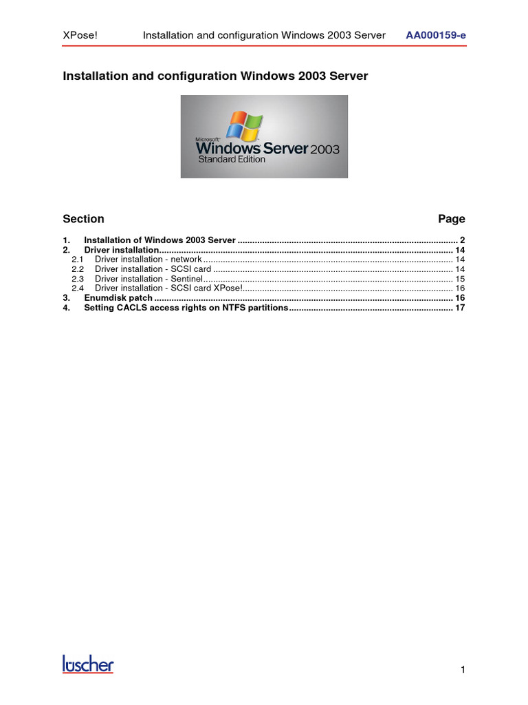 Installation and Configuration Windows 2003 Server: Section | PDF ...