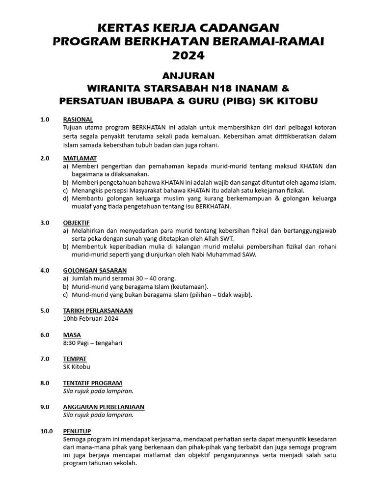 Maksud dan Tujuan Program Berkhatan | PDF | Karier & Perkembangan ...