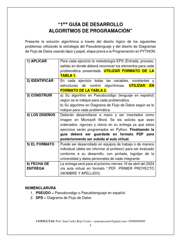1era Guía de Diseño de ALGORITMOS Y PROGRAMACIÓN - 2024 | PDF ...