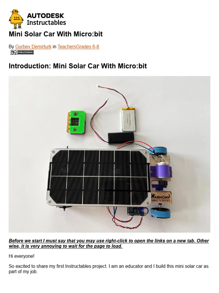 Mini Solar Car Project with Micro:bit | PDF | Electrical Connector | 3 ...