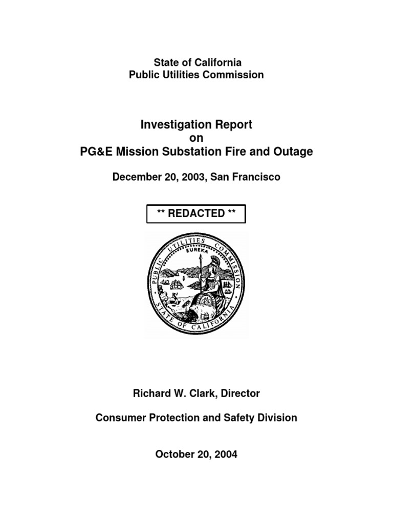 PG&E Mission Substation Fire Report | PDF | Electrical Substation | Scada