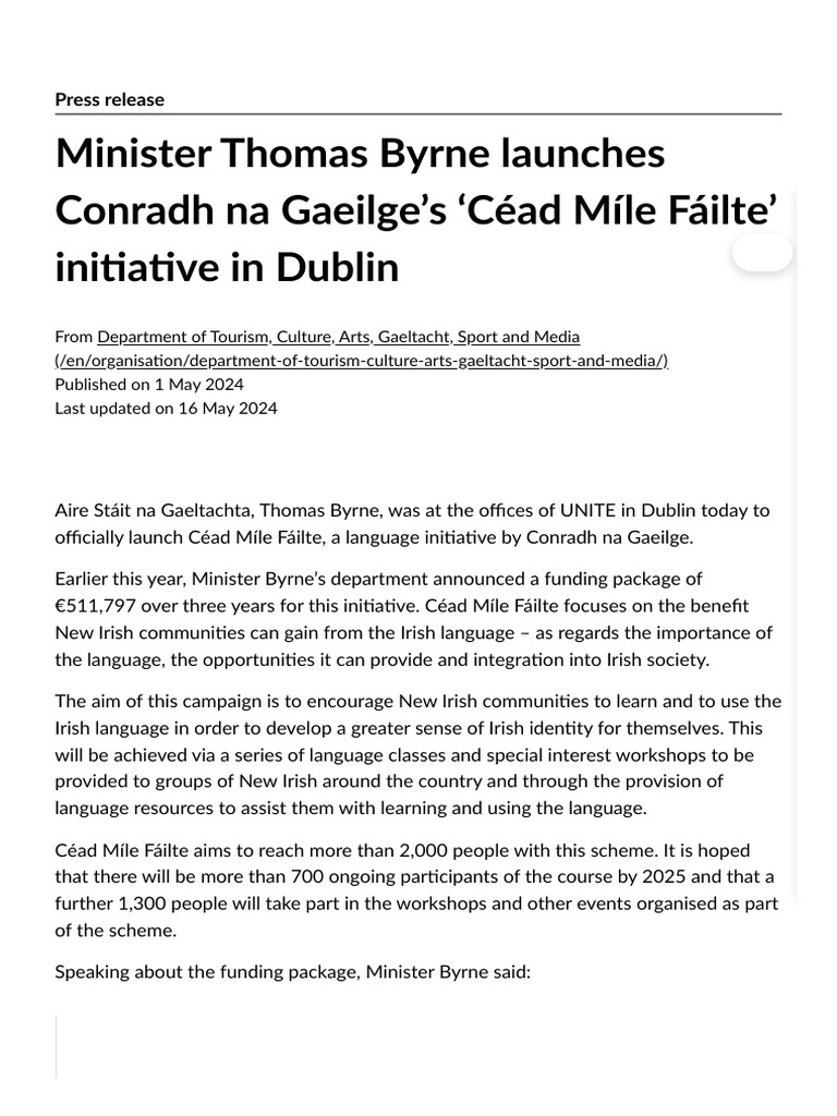 gov-minister-thomas-byrne-launches-conradh-na-gaeilge-s-c-ad-m-le