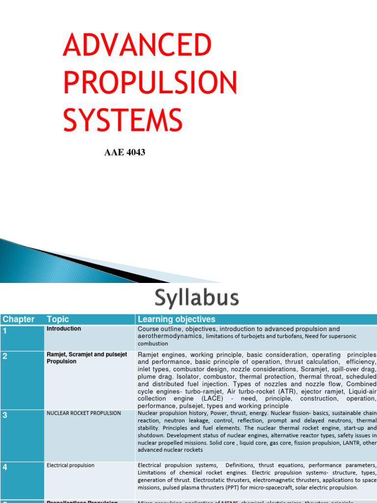 Advanced Propulsion Systems Overview | PDF | Spacecraft Propulsion ...