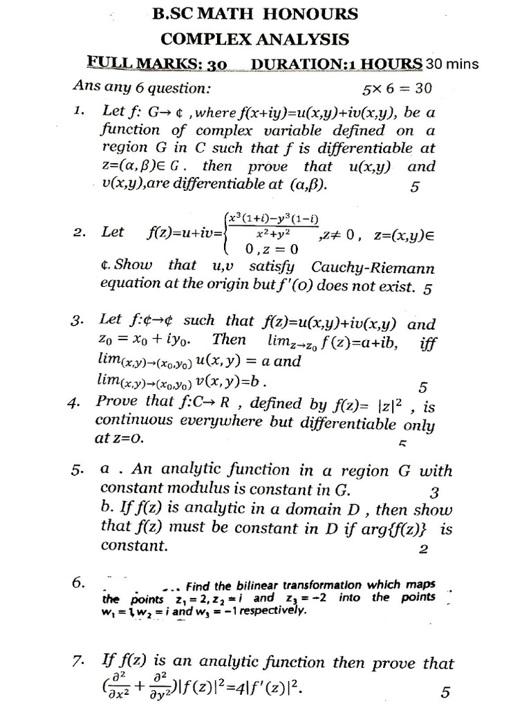 Complex Analysis Exam | PDF