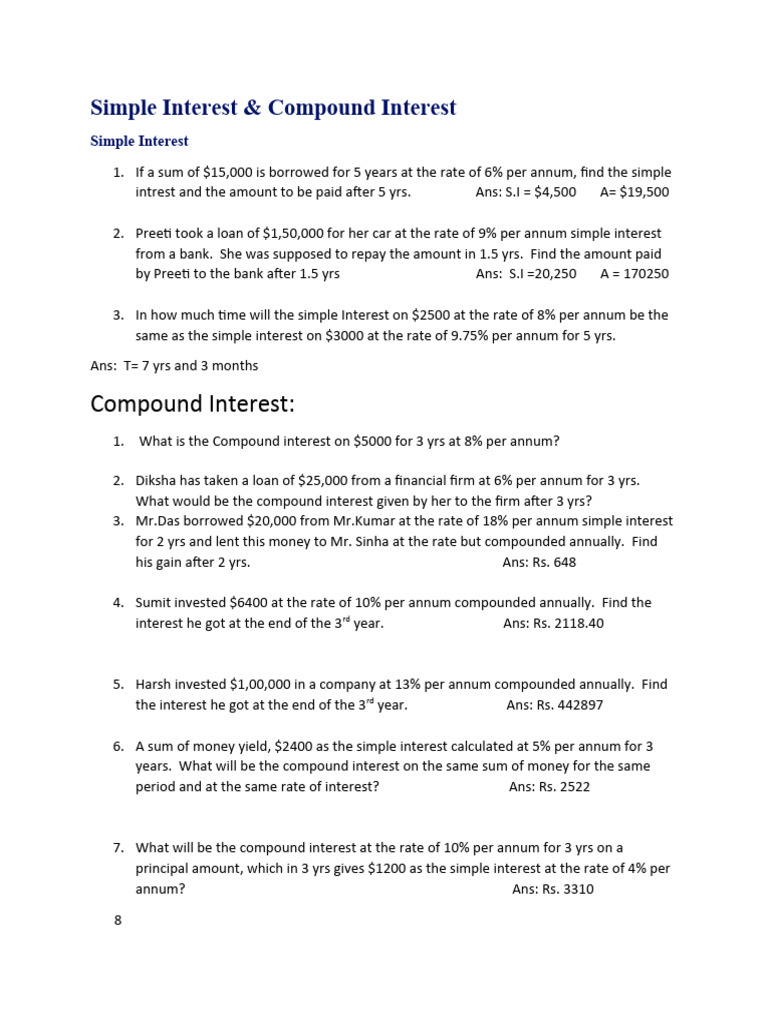 Simple Interest & Compound Interest | PDF | Interest | Compound Interest