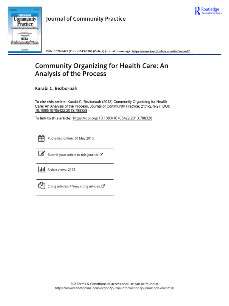 M2 - Community Organizing For Health Care An Analysis of The Process ...