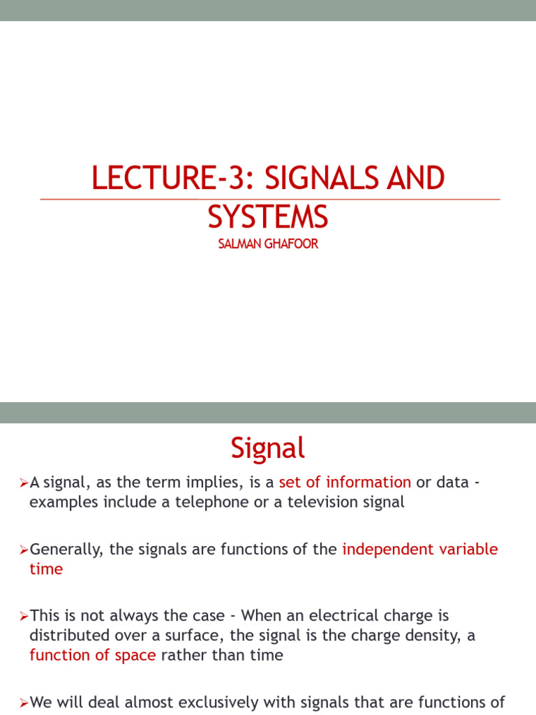 Lecture-3 Signals and Systems | PDF | Discrete Time And Continuous Time ...