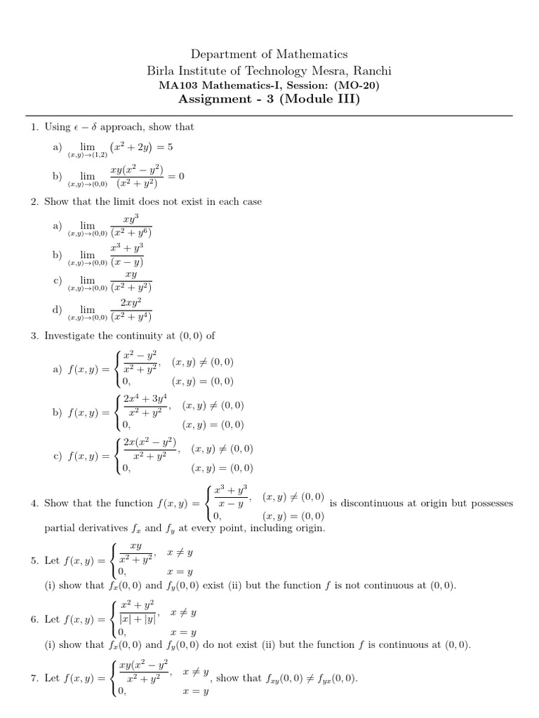 Limits and Continuity in Multivariable Calculus | PDF | Mathematical ...
