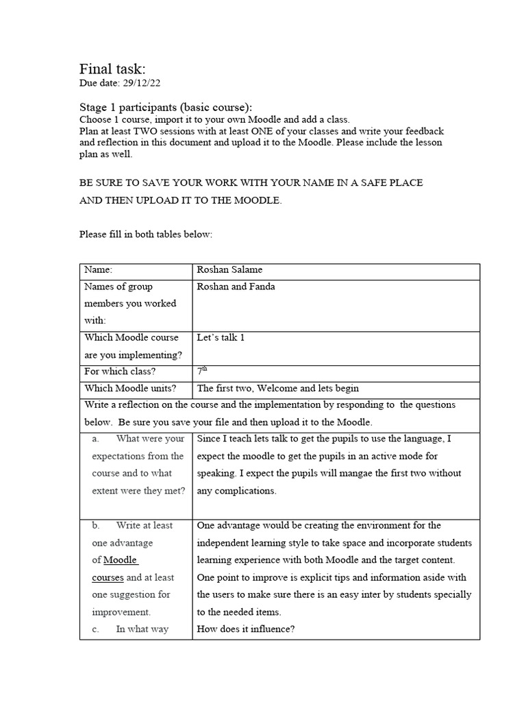 Final Task 2023 Fanda Andd Roshan | PDF | Grammar | English Language