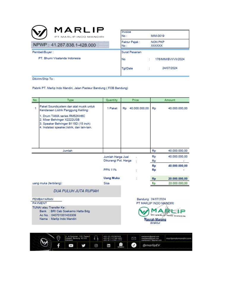 Invoice Sewa Sound System 2024 | PDF