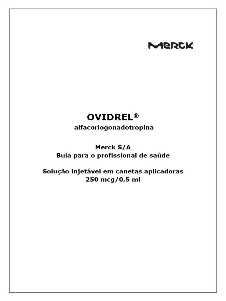 Ovidrel®: Indicações e Uso Clínico | PDF | Gravidez | Hormônio luteinizante