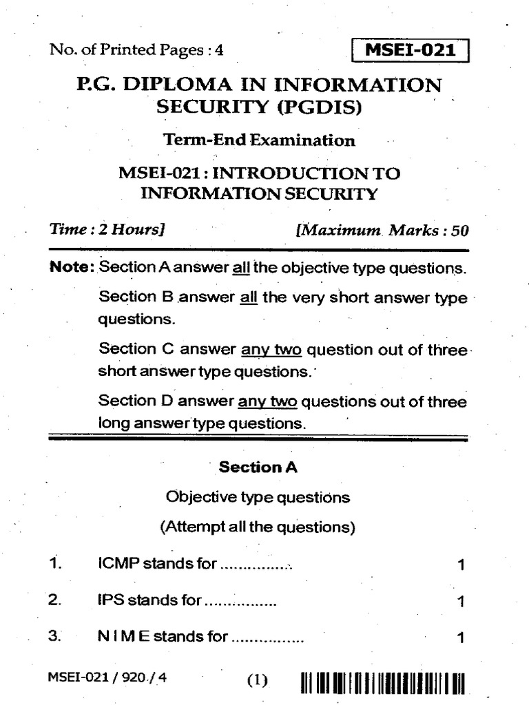 Introduction to Information Security Exam | PDF | Security | Computer ...