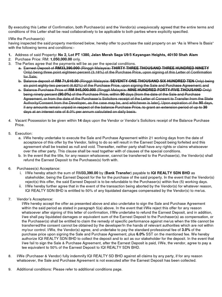 Iqi Realty SDN BHD | PDF | Payments | Private Law