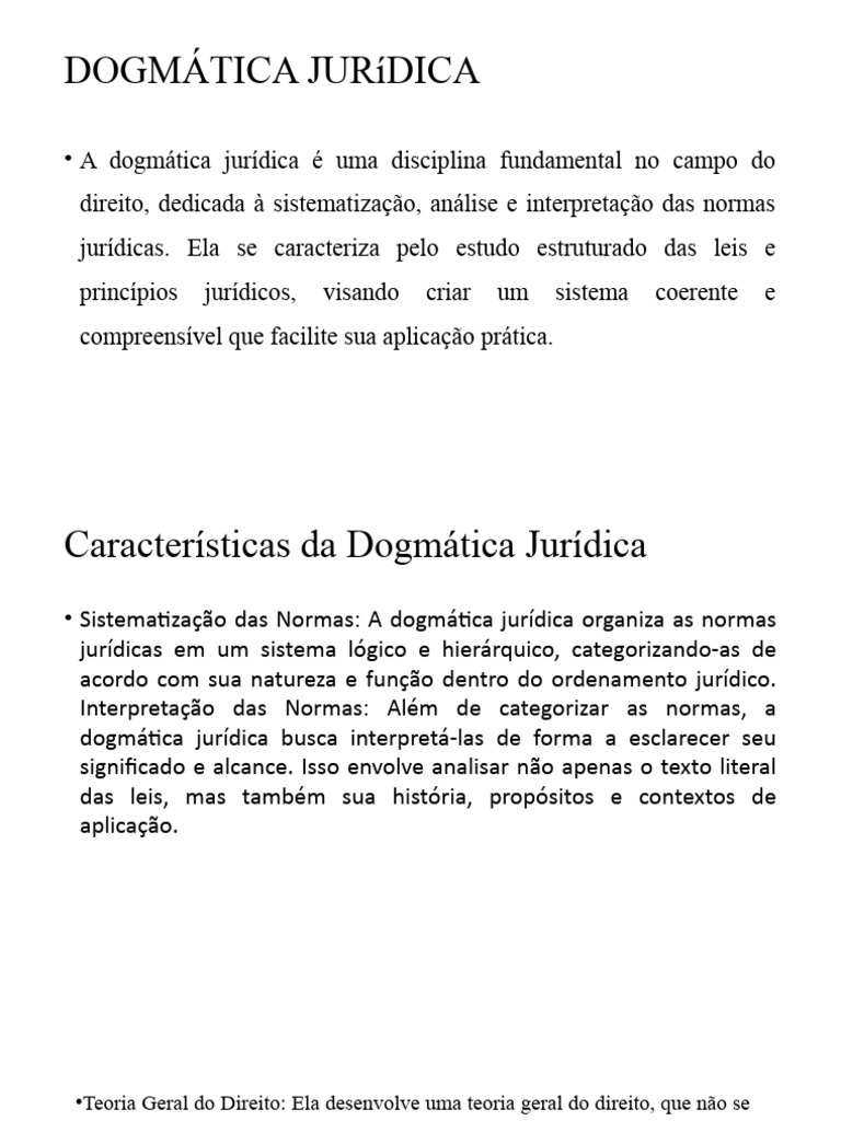 DOGMÁTICA JURíDICA | PDF | Método científico | Interpretação linguística