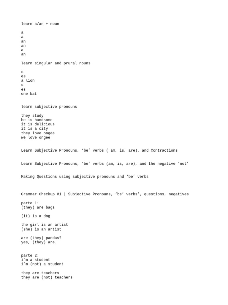 Beginner English Grammar Guide | PDF | Language Arts & Discipline