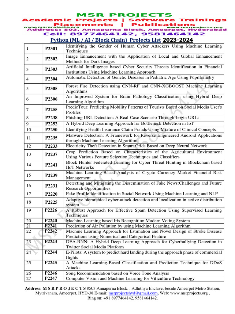 Ieee Python Ai ML Java Projects - 2023-24 | PDF | Machine Learning ...