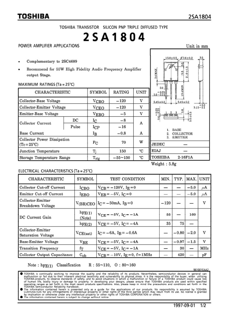 Transistor 2SA1804 Sumitomo Originale Nuovo - A1804 Componente Elettronico