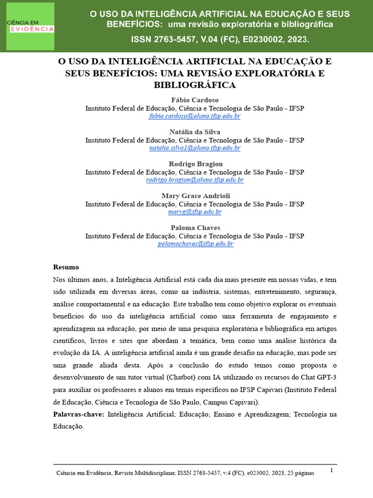 Benefícios da IA na Educação | PDF | Inteligência artificial ...