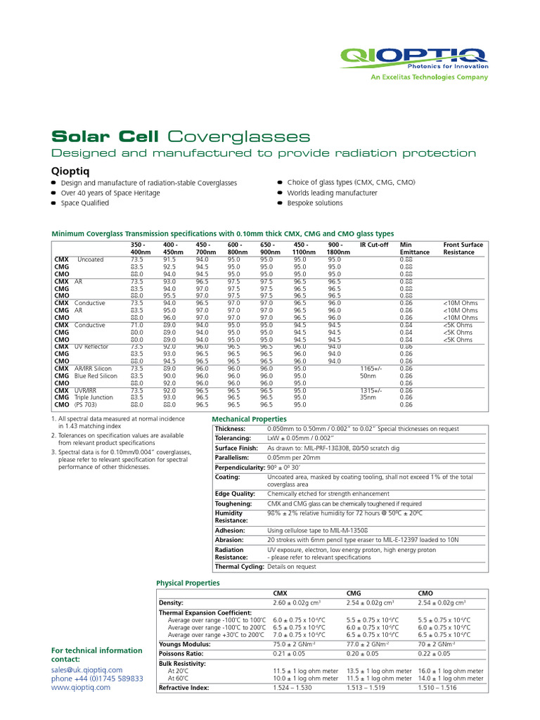Space-Qualified Cover Glass Solutions | PDF | Materials Science | Glass ...