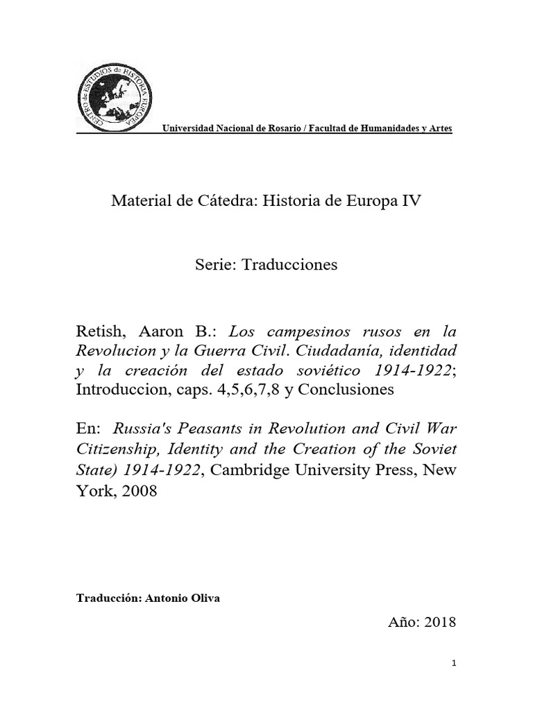 Campesinos rusos en la Revolución 1914-1922 | PDF | Rusia | Política ...